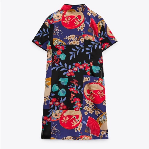 Zara Satin Effect Print Dress - Picture 7 of 9